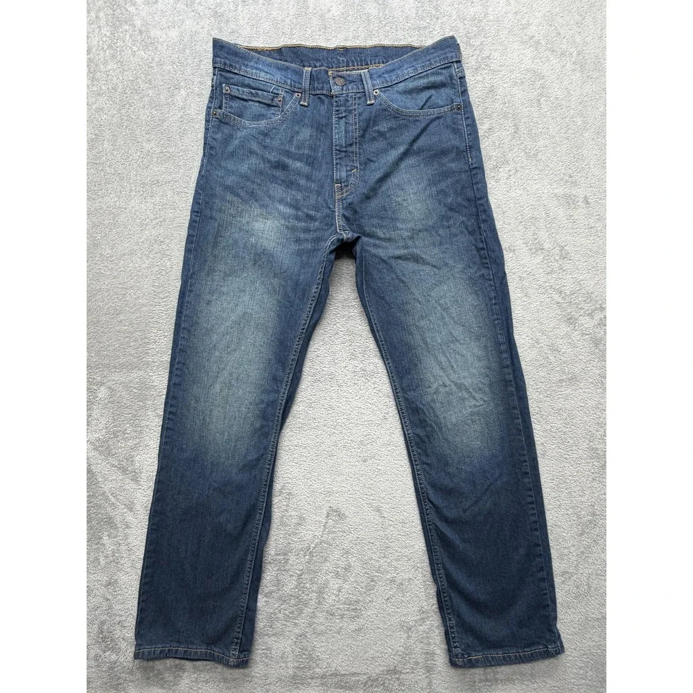 Levis 505 Jeans Mens Measured 34x29 Blue Stretch Straight Leg‎ Medium Wash Pants